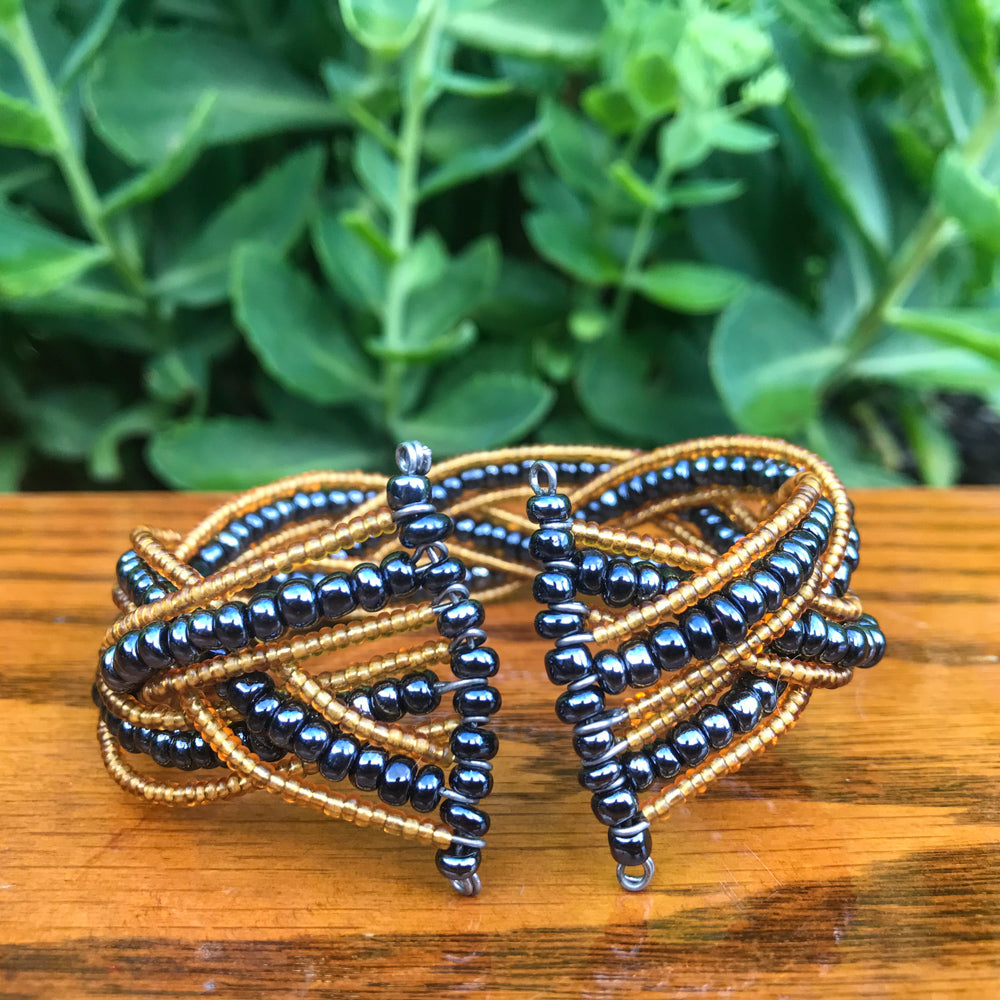 Metallic Blue and Gold Twist Bracelet