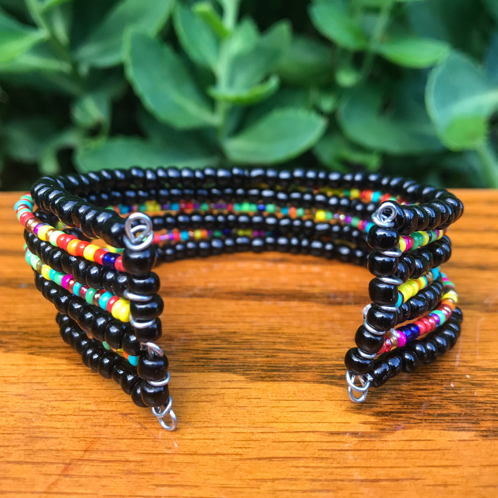 Black and Multicolor Cuff Bracelet
