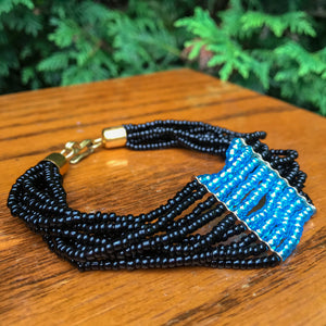 Beaded Bracelet Black and Blue