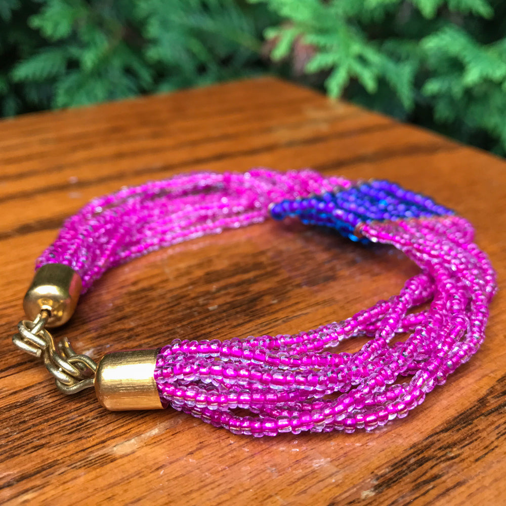 Beaded Bracelet Pink and Purple