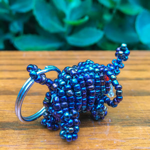 Beaded Elephant Key Ring Purple