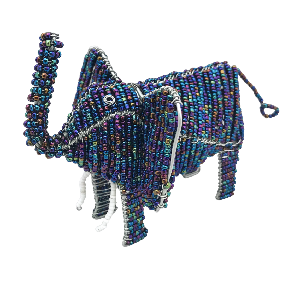 Bead and Wire Elephant Metallic Blue