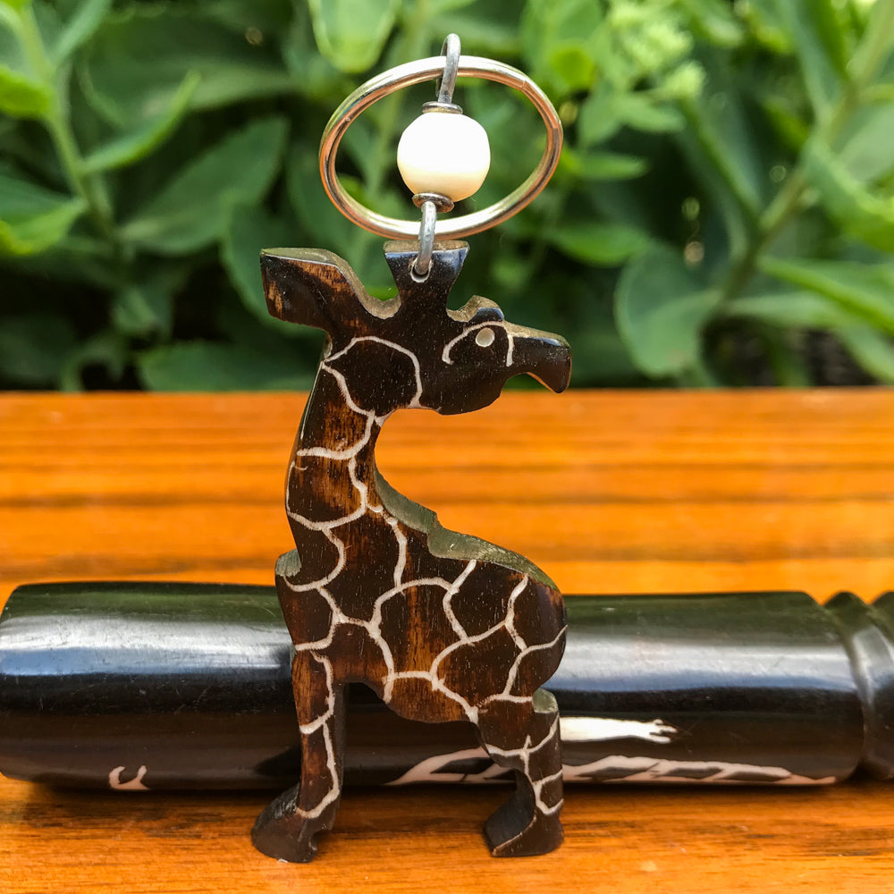 Recycled Bone Giraffe Key Ring