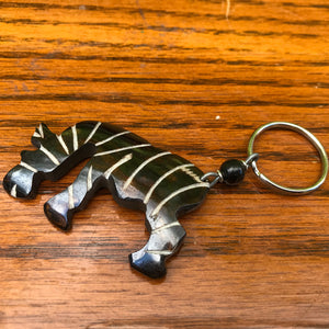 Recycled Bone Zebra Key Ring